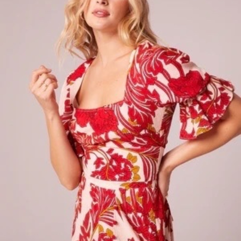 Band of Gypsies Top Floral Puff Sleeves Small